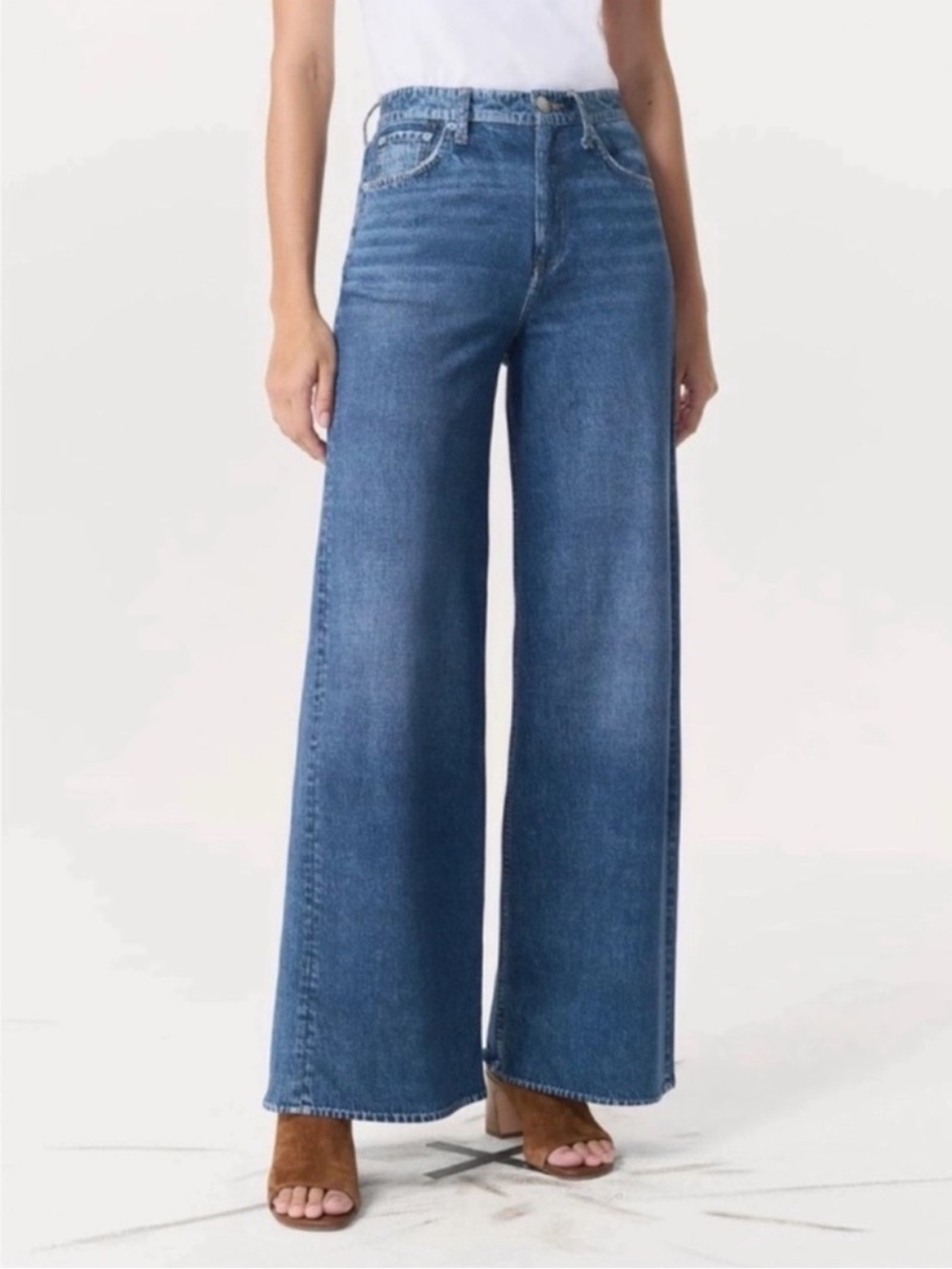 Rag & Bone Miramar Sofie Wide-Leg Pants Ankle Sweatpant Jeans Blue 25